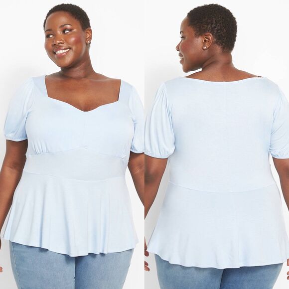 Lane Bryant Peplum Baby Doll Blouse Top size 26/28 Plus - Picture 1 of 5
